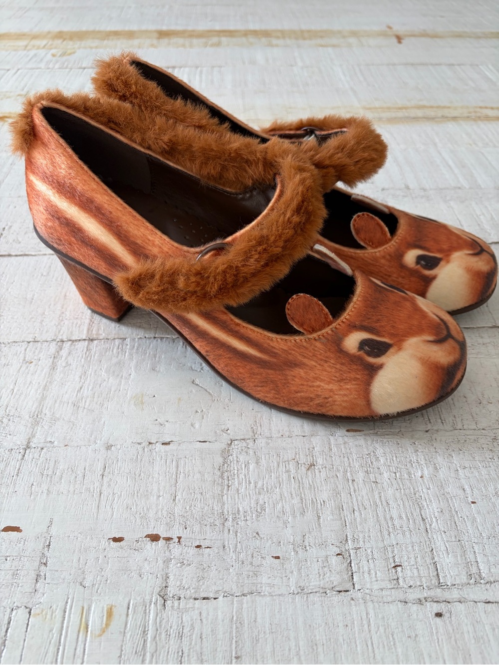 Hot Chocolate Design Nutty Cheeks EU size 40 US 10 Faux Fur Squirrel Mary Jane